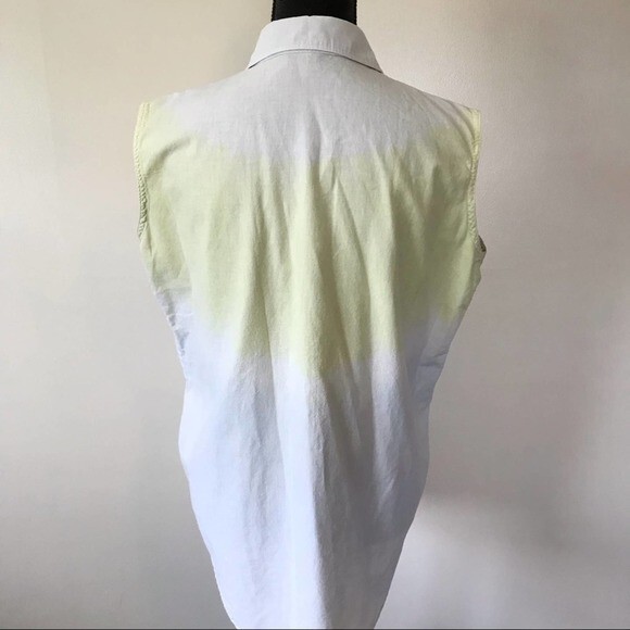 Retro Tank Top Gradient Ombre Button Up Long Cotton Yellow Blue Size Medium - Picture 2 of 8